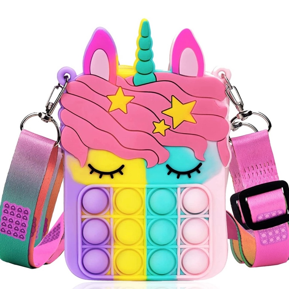 Pastel Rainbow Unicorn Pop it purse